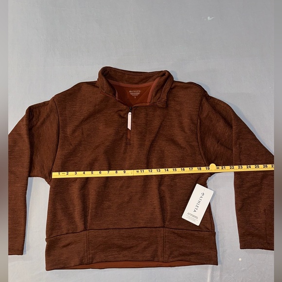 ATHLETA • NWT Altitude Polartec Half Zip Sweatshirt • Size L Mahogany Heather - Picture 7 of 9